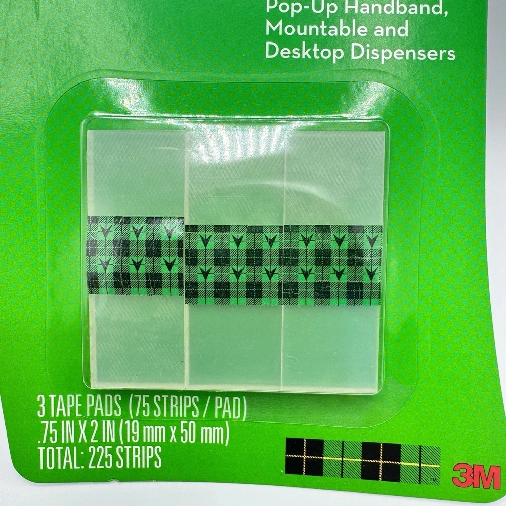 Scotch Pop Up Tape Refills 3 Pack 225 Strips Precut Dispenser 3M New NOS